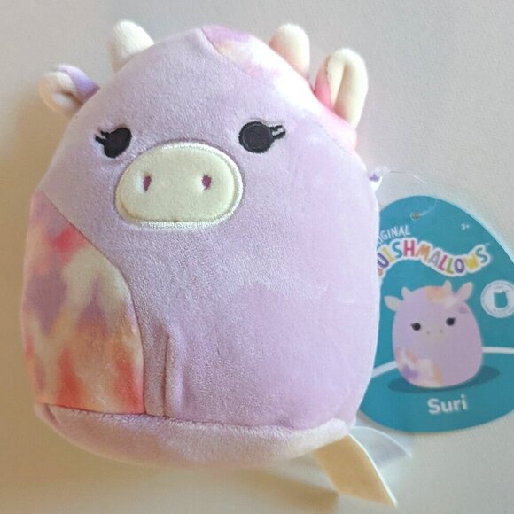 NWT 5" Suri Pink Purple Cow Squishmallows Plush Stuffed Animal Easter Spring NEW - Picture 1 of 4